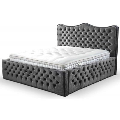 JVmoebel Bett, Design Luxus Doppelt Hotel Schlafzimmer Boxspring Komplette Betten grau   Einheitsgröße