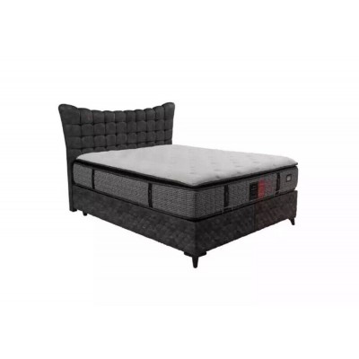 JVmoebel Bett Bett Boxspring Betten Luxus Doppelbett inkls. Matratze mit Caro Grau (1-tlg., Bett) grau   Einheitsgröße