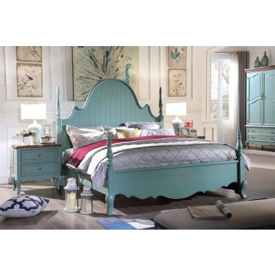 JVmoebel Bett, Amerikanisch Doppel Betten luxus Schlafzimmer Designer Doppelbetten blau   Einheitsgröße