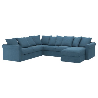 IKEA GRÖNLID Bezug für 5er-Eckbettsofa mit Récamiere/Tallmyra blau Mit Récamiere/Tallmyra blau